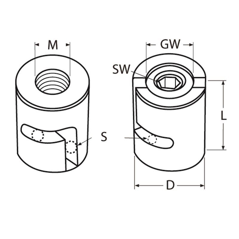 Kreuzklemme 0 - 90° - offen / 2,0-4,0mm Drahtseil - Edelstahl 1.4401 Kreuzklemme 0 - 90° - offen / 2,0-4,0mm Drahtseil - Edelstahl 1.4401