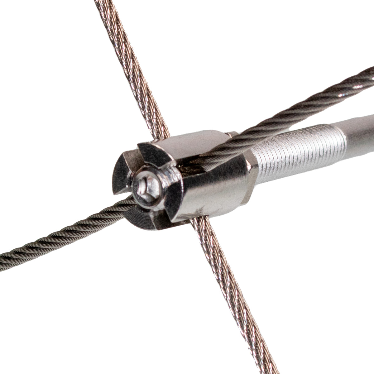 Kreuzklemme "offen" für 2,0 - 5,0mm Drahtseil / KK4 - Edelstahl 1.4401 Kreuzklemme "offen" für 2,0 - 5,0mm Drahtseil / KK4 - Edelstahl 1.4401